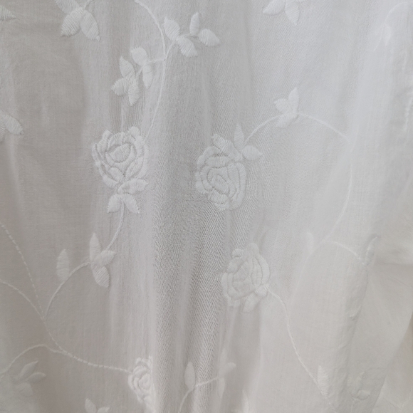 Vintage White Embroidered Floral Cotton Robe Cottagecore Dainty XL Bride - Picture 11 of 15
